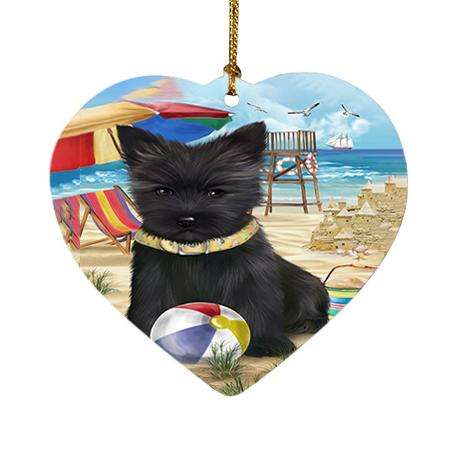 Pet Friendly Beach Cairn Terrier Dog Heart Christmas Ornament HPOR48631