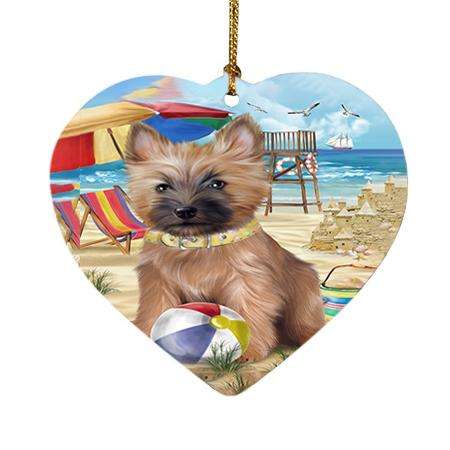 Pet Friendly Beach Cairn Terrier Dog Heart Christmas Ornament HPOR48632
