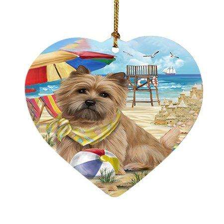 Pet Friendly Beach Cairn Terrier Dog Heart Christmas Ornament HPOR48633