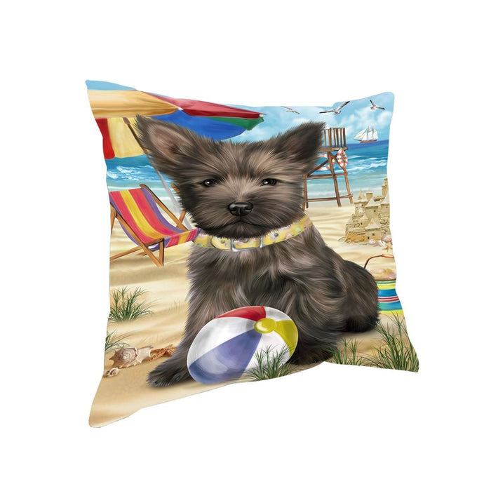 Pet Friendly Beach Cairn Terrier Dog Pillow PIL50372