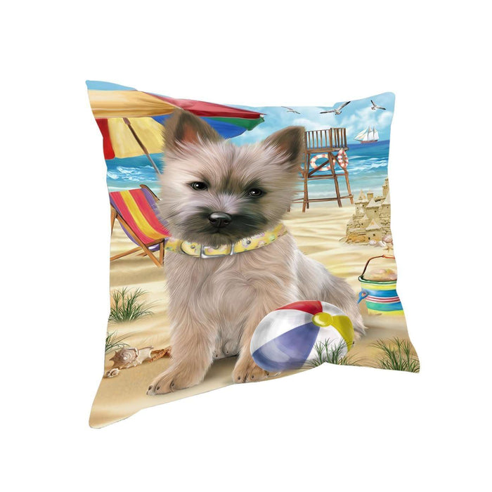Pet Friendly Beach Cairn Terrier Dog Pillow PIL50376