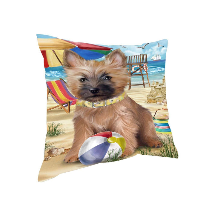 Pet Friendly Beach Cairn Terrier Dog Pillow PIL50384