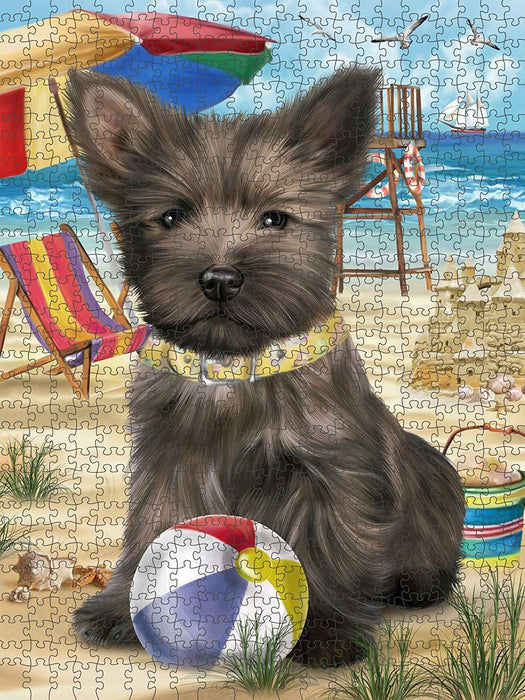 Pet Friendly Beach Cairn Terrier Dog Puzzle with Photo Tin PUZL49593