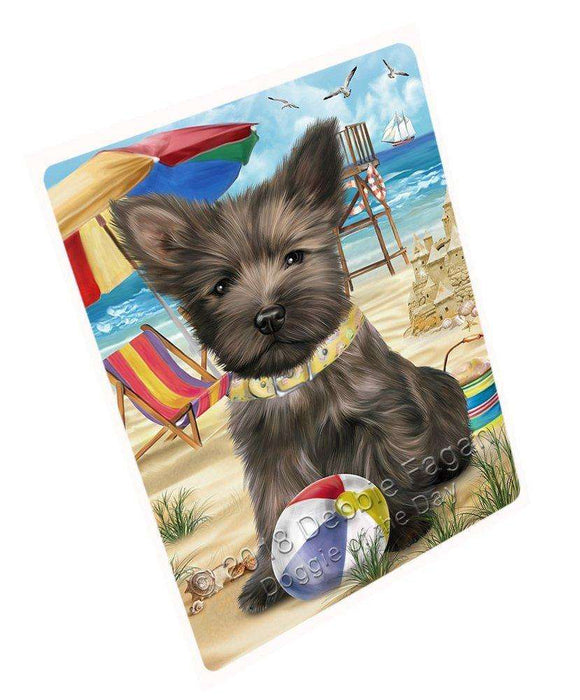 Pet Friendly Beach Cairn Terrier Dog Tempered Cutting Board C49581