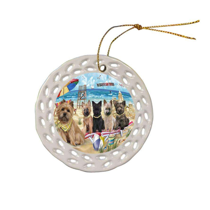 Pet Friendly Beach Cairn Terriers Dog Ceramic Doily Ornament DPOR48634
