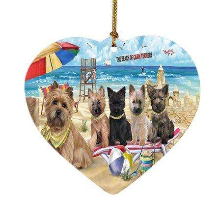 Pet Friendly Beach Cairn Terriers Dog Heart Christmas Ornament HPOR48634