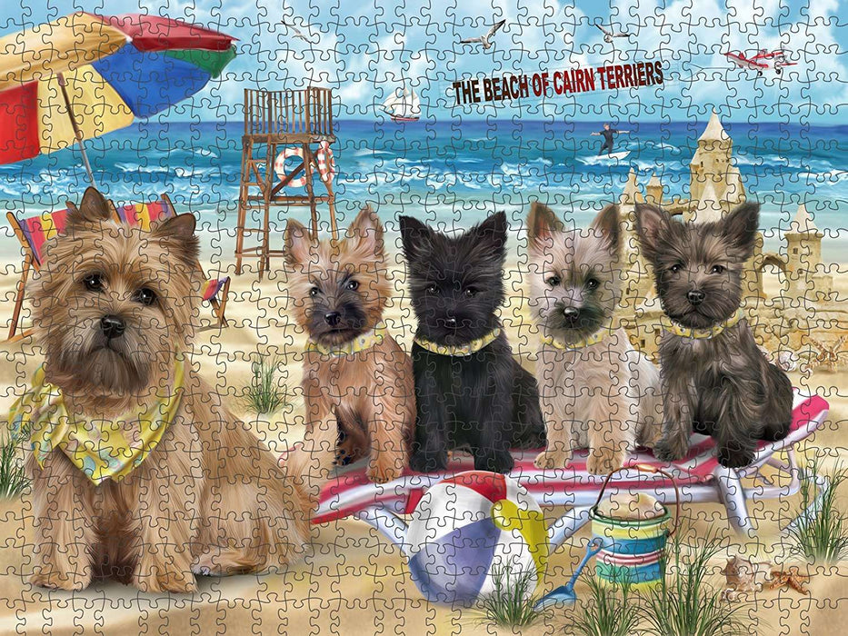 Pet Friendly Beach Cairn Terriers Dog Puzzle with Photo Tin PUZL49608