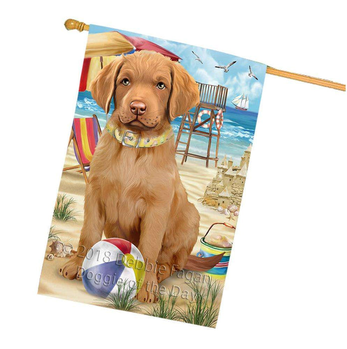 Pet Friendly Beach Chesapeake Bay Retriever Dog House Flag FLG49991