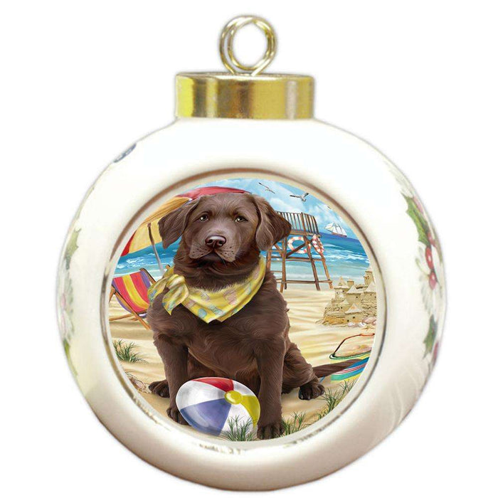 Pet Friendly Beach Chesapeake Bay Retriever Dog Round Ball Christmas Ornament RBPOR50027