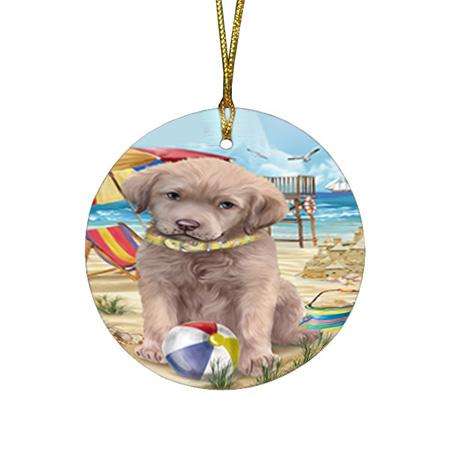 Pet Friendly Beach Chesapeake Bay Retriever Dog Round Flat Christmas Ornament RFPOR50016