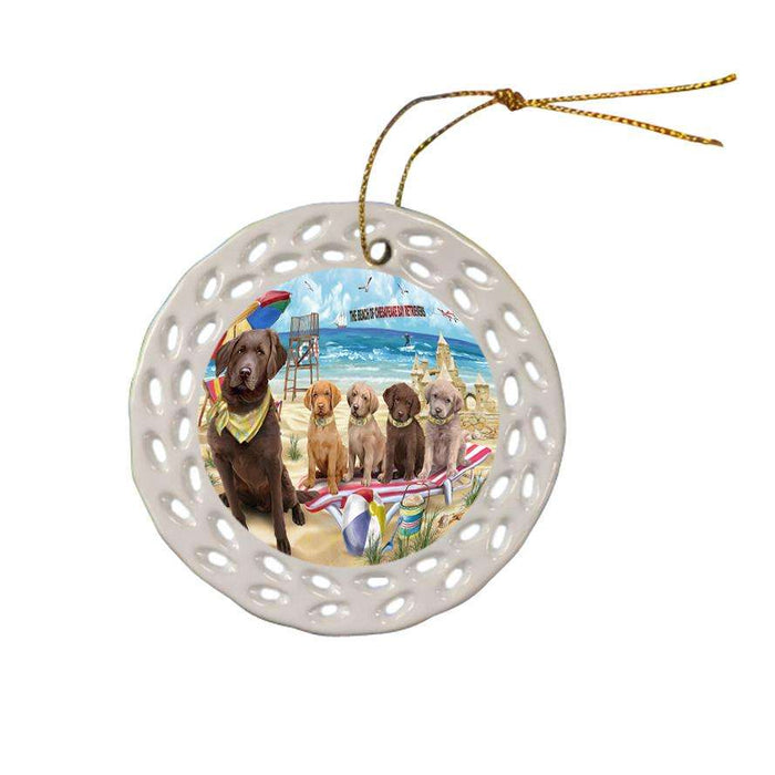 Pet Friendly Beach Chesapeake Bay Retrievers Dog Ceramic Doily Ornament DPOR50022