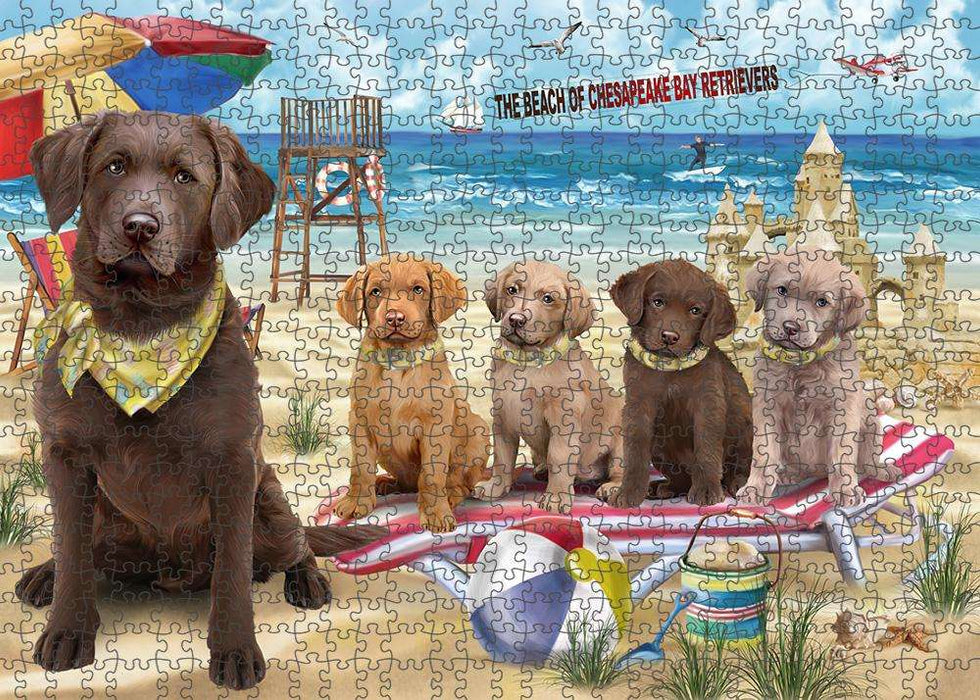 Pet Friendly Beach Chesapeake Bay Retrievers Dog Puzzle with Photo Tin PUZL53772