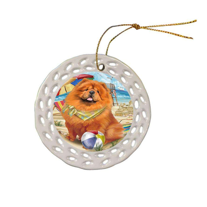 Pet Friendly Beach Chow Chow Dog Ceramic Doily Ornament DPOR50029