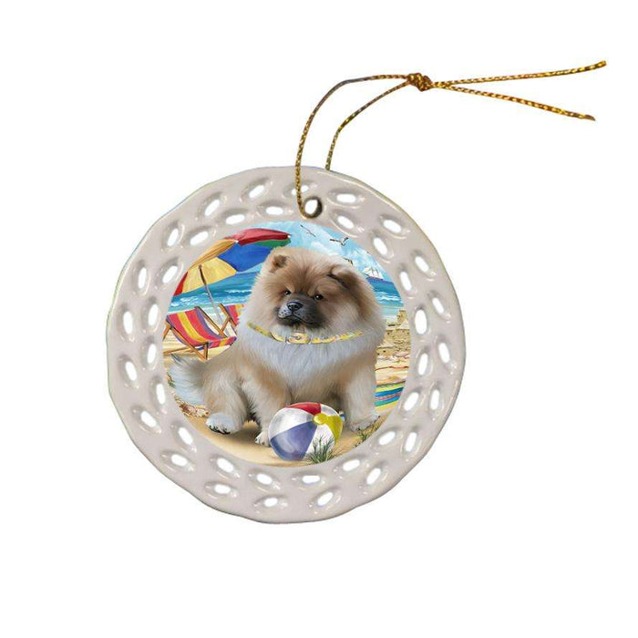 Pet Friendly Beach Chow Chow Dog Ceramic Doily Ornament DPOR50030