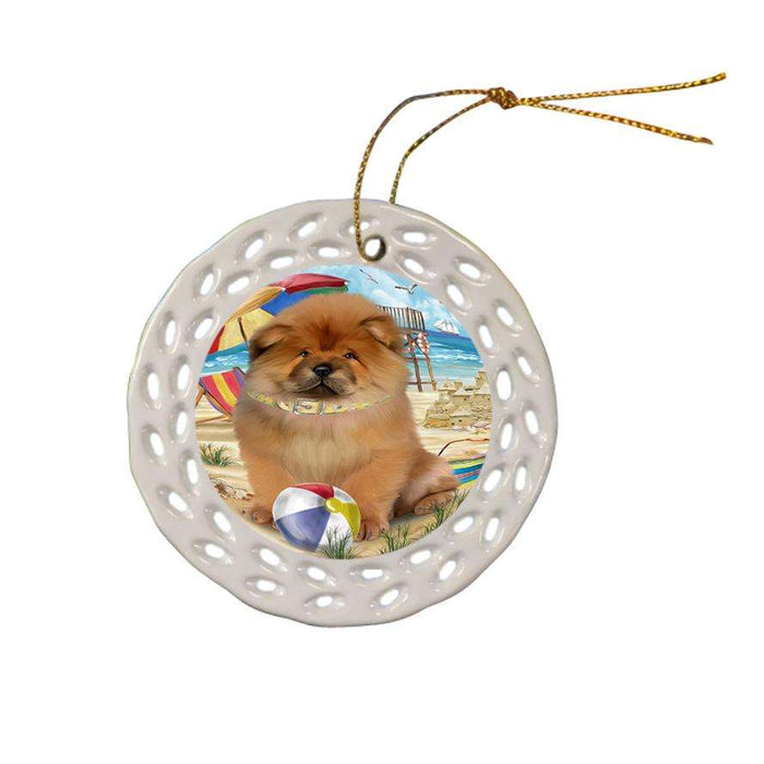 Pet Friendly Beach Chow Chow Dog Ceramic Doily Ornament DPOR50031
