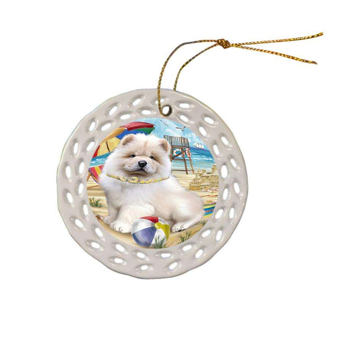 Pet Friendly Beach Chow Chow Dog Ceramic Doily Ornament DPOR50032