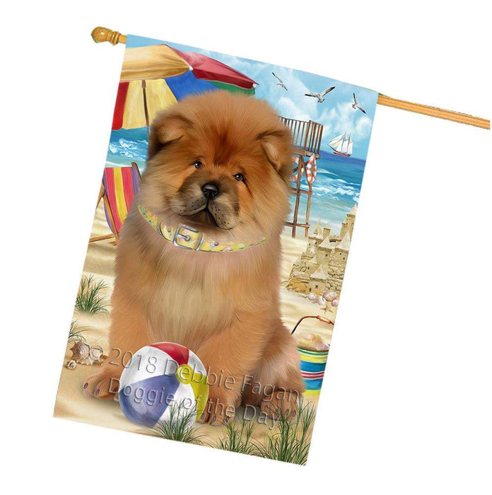 Pet Friendly Beach Chow Chow Dog House Flag FLG49996