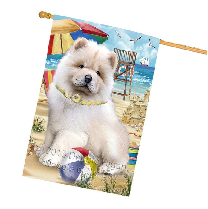 Pet Friendly Beach Chow Chow Dog House Flag FLG49997
