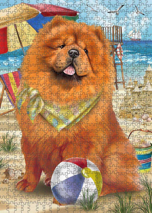 Pet Friendly Beach Chow Chow Dog Puzzle with Photo Tin PUZL53793