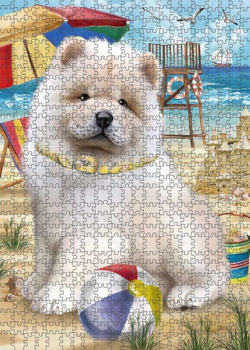 Pet Friendly Beach Chow Chow Dog Puzzle with Photo Tin PUZL53802