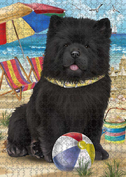 Pet Friendly Beach Chow Chow Dog Puzzle with Photo Tin PUZL53805