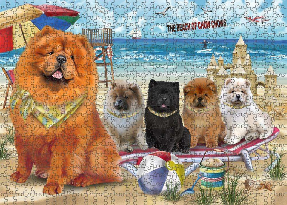 Pet Friendly Beach Chow Chows Dog Puzzle with Photo Tin PUZL53790