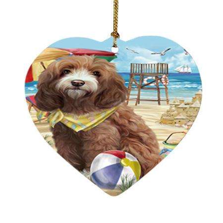 Pet Friendly Beach Cockapoo Dog Heart Christmas Ornament HPOR51561