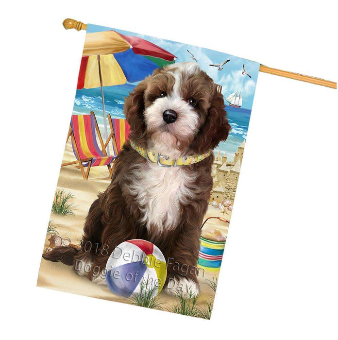 Pet Friendly Beach Cockapoo Dog House Flag FLG51691