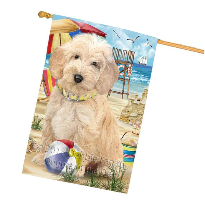 Pet Friendly Beach Cockapoo Dog House Flag FLG51692