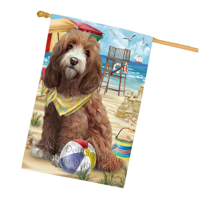 Pet Friendly Beach Cockapoo Dog House Flag FLG51694