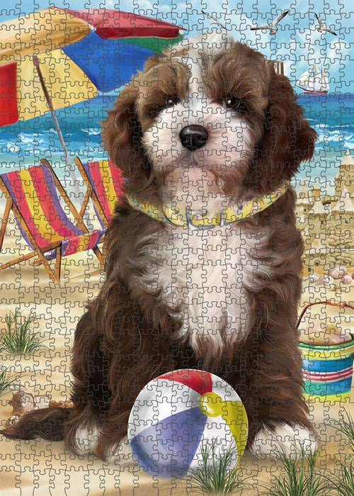 Pet Friendly Beach Cockapoo Dog Puzzle with Photo Tin PUZL58761