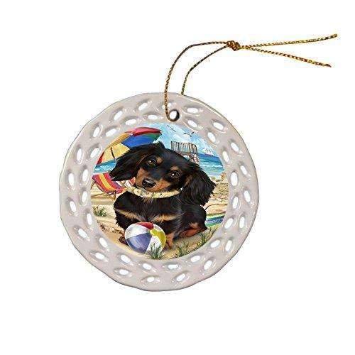 Pet Friendly Beach Dachshund Dog Ceramic Doily Ornament DPOR48638