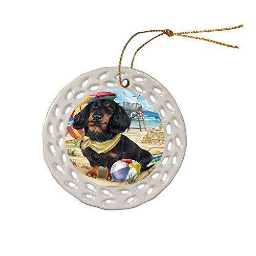 Pet Friendly Beach Dachshund Dog Ceramic Doily Ornament DPOR48639