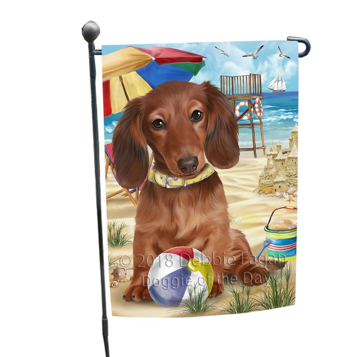 Pet Friendly Beach Dachshund Dog Garden Flag GFLG48544