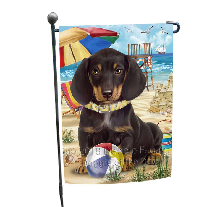 Pet Friendly Beach Dachshund Dog Garden Flag GFLG48545