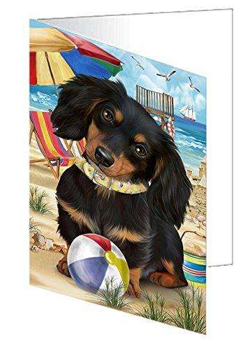 Pet Friendly Beach Dachshund Dog Handmade Artwork Assorted Pets Greeting Cards and Note Cards with Envelopes for All Occasions and Holiday Seasons GCD49943