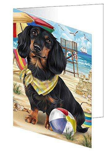 Pet Friendly Beach Dachshund Dog Handmade Artwork Assorted Pets Greeting Cards and Note Cards with Envelopes for All Occasions and Holiday Seasons GCD49946