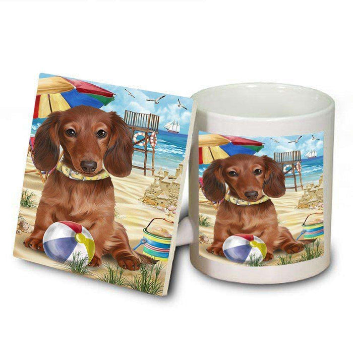 Pet Friendly Beach Dachshund Dog Mug and Coaster Set MUC48627