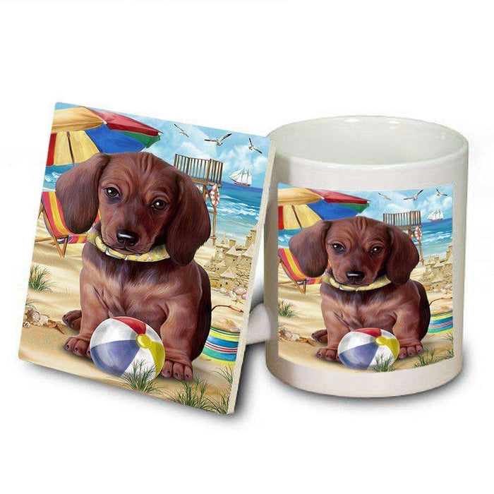 Pet Friendly Beach Dachshund Dog Mug and Coaster Set MUC48629