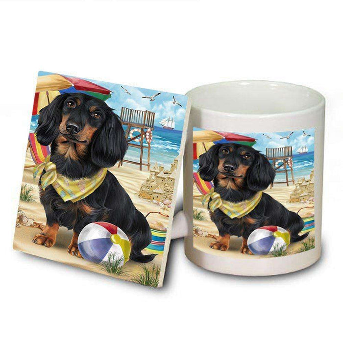 Pet Friendly Beach Dachshund Dog Mug and Coaster Set MUC48631
