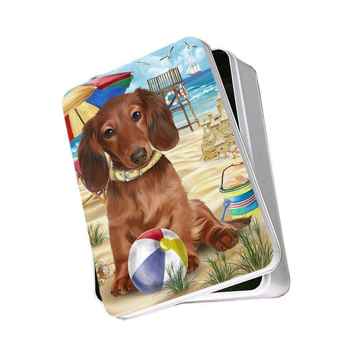 Pet Friendly Beach Dachshund Dog Photo Storage Tin PITN48635