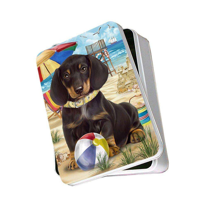Pet Friendly Beach Dachshund Dog Photo Storage Tin PITN48636