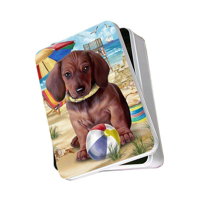 Pet Friendly Beach Dachshund Dog Photo Storage Tin PITN48637