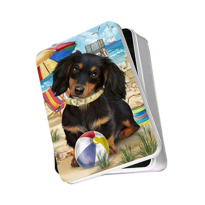 Pet Friendly Beach Dachshund Dog Photo Storage Tin PITN48638