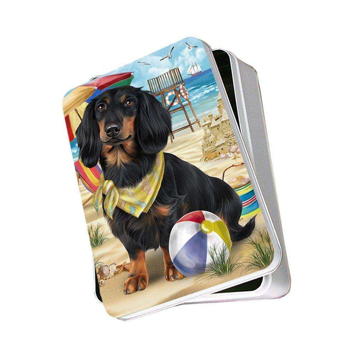 Pet Friendly Beach Dachshund Dog Photo Storage Tin PITN48639