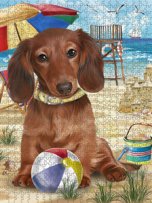 Pet Friendly Beach Dachshund Dog Puzzle with Photo Tin PUZL49611