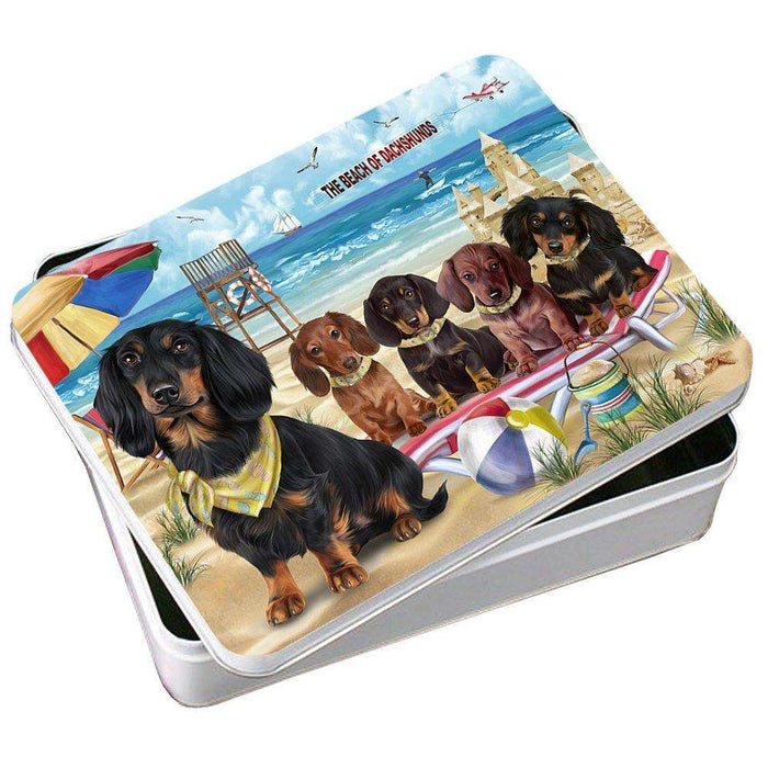 Pet Friendly Beach Dachshunds Dog Photo Storage Tin PITN48640