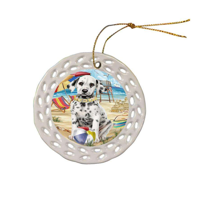 Pet Friendly Beach Dalmatian Dog Ceramic Doily Ornament DPOR48642