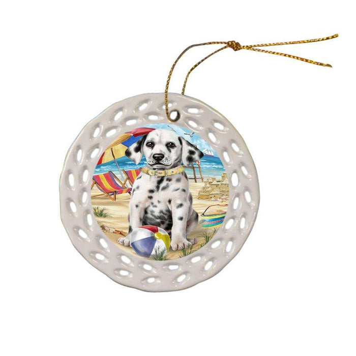 Pet Friendly Beach Dalmatian Dog Ceramic Doily Ornament DPOR48643