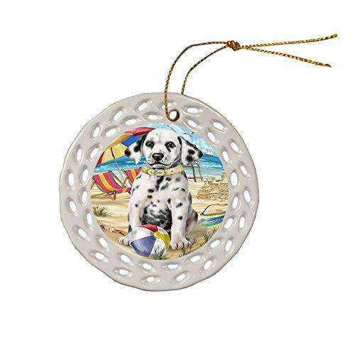 Pet Friendly Beach Dalmatian Dog Ceramic Doily Ornament DPOR48643